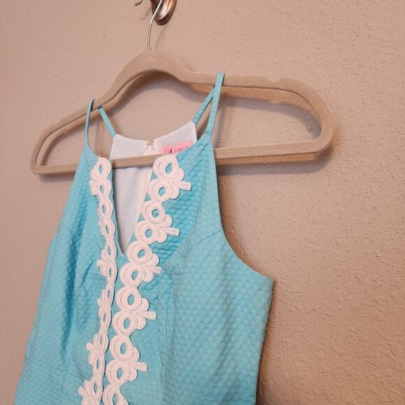 Lilly Pulitzer Annabelle Magnolia Lace Halter Top Breakwater Blue Size 00 - Picture 6 of 13